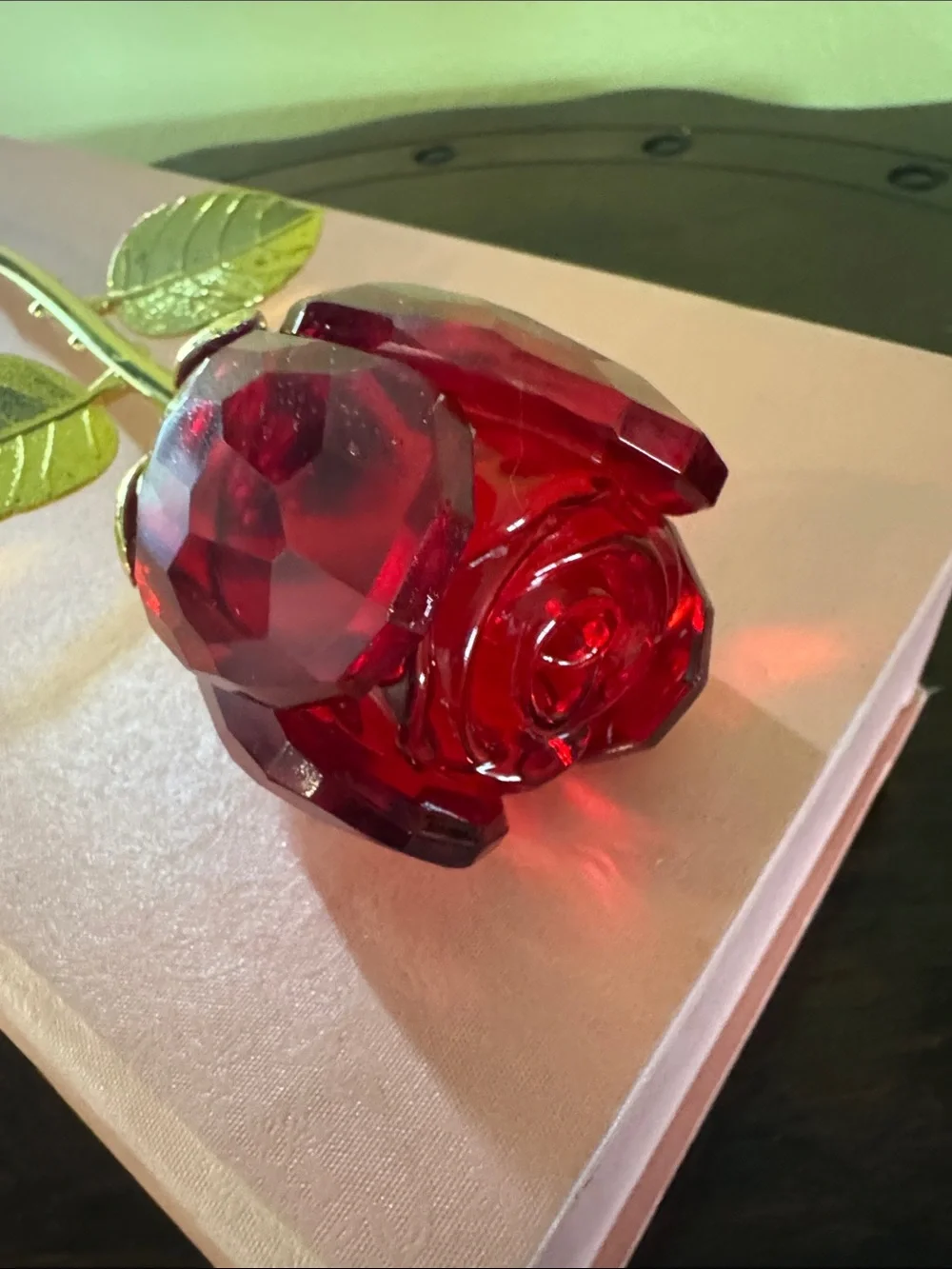 Disney World Elegant Red Crystal Rose with Gold Stem - Home Accents